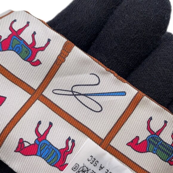 HERMES Twilly Couvertures et Tenues de jour Silk100% Cream/Blanc/Rose - Picture 9 of 9